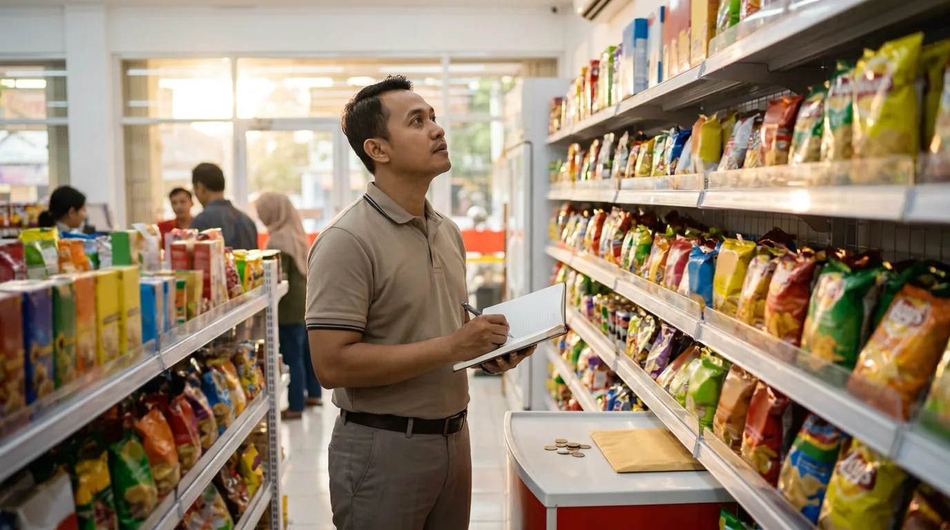 Suasana minimarket modern di Indonesia yang merepresentasikan strategi ekspansi dan manajemen bisnis ritel.
