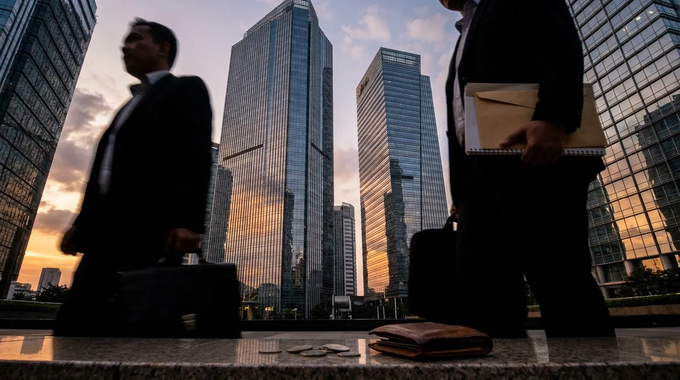 Pemandangan gedung pencakar langit kaca di kawasan bisnis SCBD Jakarta yang mencerminkan dinamika dunia perbankan dan manuver korporasi tingkat tinggi.